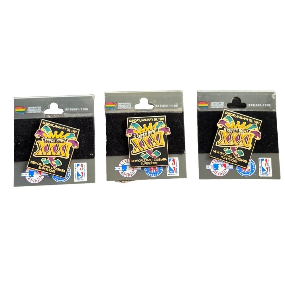VTG Lot of 3 Super Bowl XXXI Enamel Lapel Pin New Orleans Louisiana Superdome‎
